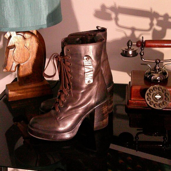 Emanuele Crasto Italian Leather Victorian Lace-Up Boots (Size 9) — Steampunk / E - Picture 3 of 3